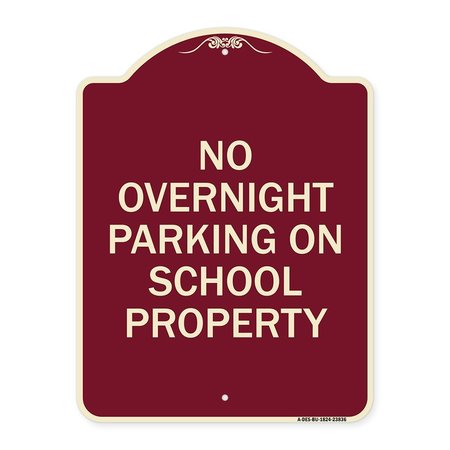 SIGNMISSION No Overnight Parking on School Property Heavy-Gauge Aluminum Sign, 24" x 18", BU-1824-23836 A-DES-BU-1824-23836